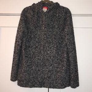 Esprit oversized vintage hooded, front tie sweater